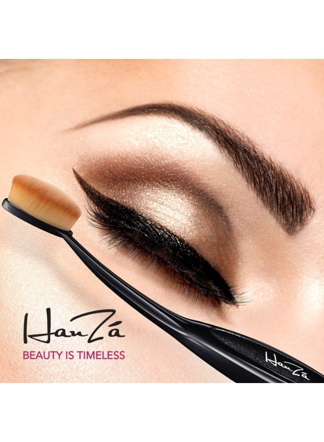 HANZA Makeup Brushes - 10 PIECE Professional Oval Makeup Brush Sets For Powder, Blush, Foundation, Concealer, Eyeliner, Eye Shadow, Etc. Easily Blends and Contours Cosmetics - Image 4